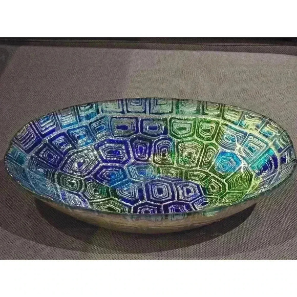 Unbranded Glass Bowl Blue‎ Green - Picture 2 of 8